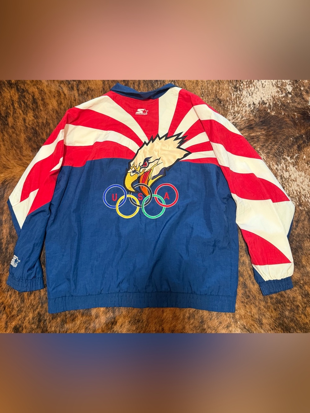 Vintage Starter Olympics USA Screaming Eagle Mens XL Windbreaker Jacket